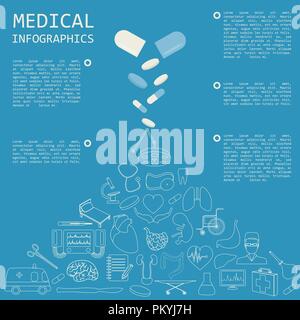 Medizin und Gesundheitswesen Infografik, Elemente für die Erstellung von Infografiken. Vector Illustration Stock Vektor