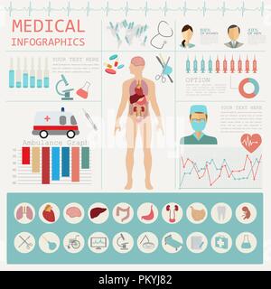 Medizin und Gesundheitswesen Infografik, Elemente für die Erstellung von Infografiken. Vector Illustration Stock Vektor