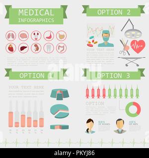 Medizin und Gesundheitswesen Infografik, Elemente für die Erstellung von Infografiken. Vector Illustration Stock Vektor