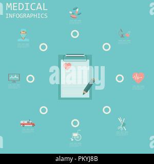 Medizin und Gesundheitswesen Infografik, Elemente für die Erstellung von Infografiken. Vector Illustration Stock Vektor