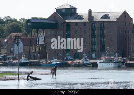 Das rettungsboot Pferd Skulptur von Rachael Lange in Wells-Next-The-Sea Hafen Stockfoto