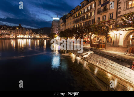 Sonnenuntergang auf See Luzern, Vierwaldstättersee Stockfoto