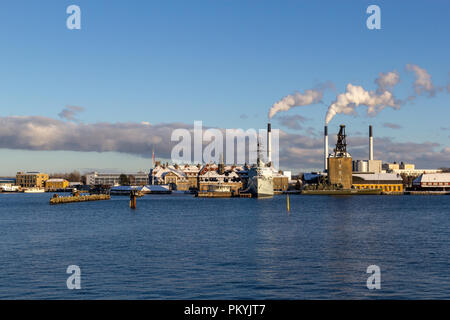 Hafen von Kopenhagen im Winter; Dänemark Stockfoto