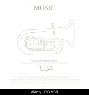 Musikinstrumente grafische Vorlage. Tuba. Vector Illustration Stock Vektor