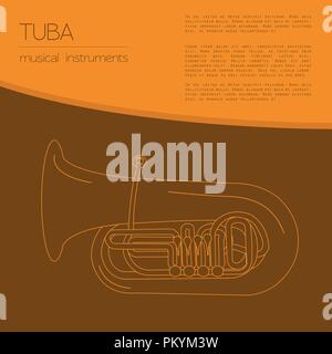 Musikinstrumente grafische Vorlage. Tuba. Vector Illustration Stock Vektor