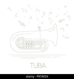 Musikinstrumente grafische Vorlage. Tuba. Vector Illustration Stock Vektor