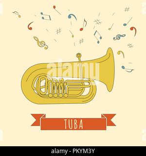 Musikinstrumente grafische Vorlage. Tuba. Vector Illustration Stock Vektor