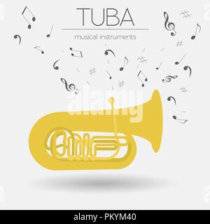 Musikinstrumente grafische Vorlage. Tuba. Vector Illustration Stock Vektor