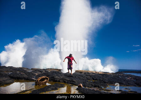 Alofaaga Blowholes im Südwesten Savaii Island, Samoa. Stockfoto