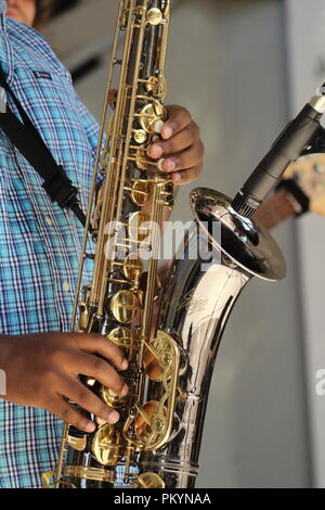Schwarze saxophonist Stockfoto