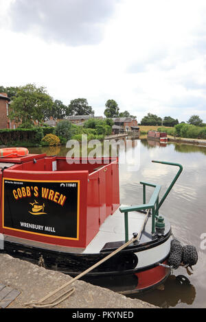 Schmale Boote auf dem Shropshire Union Canal, Ellesmere, Shropshire Stockfoto