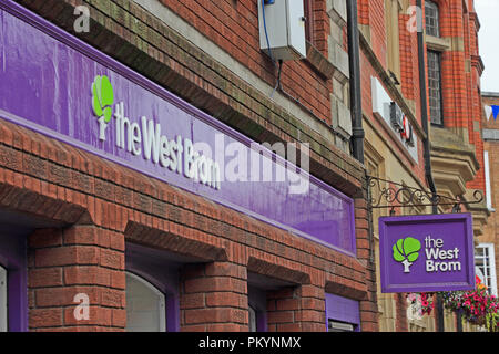 Schild über Zweig der West Brom Building Society, Oswestry Stockfoto