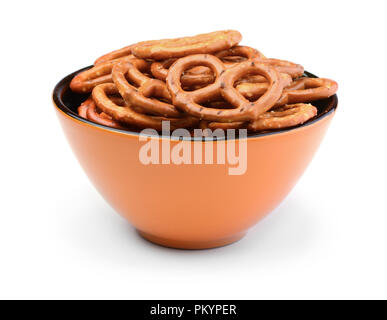 Cookies in einer Schüssel auf weißem Hintergrund Stockfoto