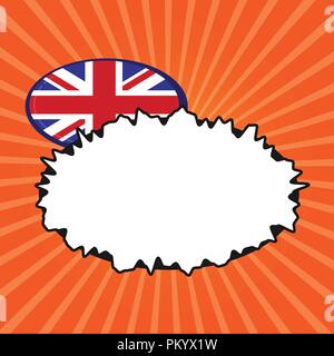 Flaches Design business Vector Illustration Konzept leere Raum modernen abstrakten Hintergrund geometrische Element. Vereinigtes Königreich Großbritannien Flagge in ovaler Form. Stock Vektor