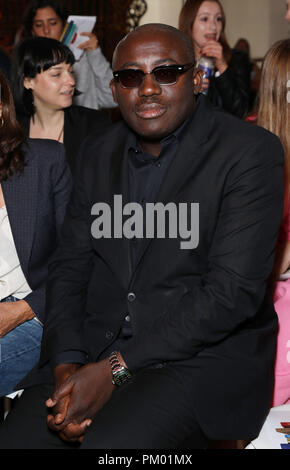 Edward Enninful an der vorderen Zylinderreihe während der preen von Thornton Bregazzi London Fashion Week SS 19 Show an Lindley Hall, London statt. Stockfoto