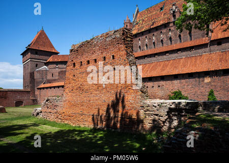 Die Marienburg des Deutschen Ordens, in Polen, Teil der Wand während des 2. Weltkrieges zerstört Stockfoto