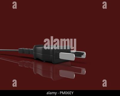 Schwarzen US-Stecker 3D auf rotem Hintergrund. Stockfoto