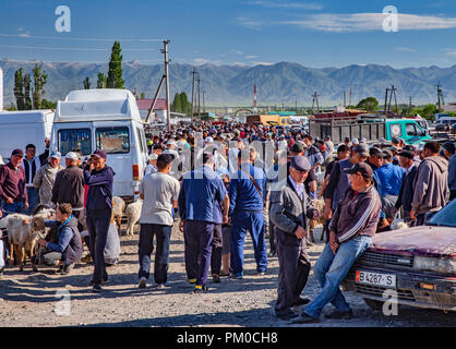 Berühmte Mals Basar (мал базары), oder tierischen Basar, in Karakol, Kirgisien. Stockfoto