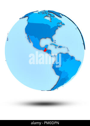 Guatemala auf blauer Globus auf weißem Hintergrund. 3D-Darstellung. Stockfoto