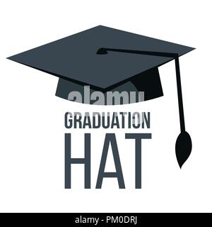 Staffelung hat Vector. Schwarz akademische Student Cap. Bildung Symbol. Beenden Bildung Symbol. Isolierte Cartoon Illustration Stock Vektor