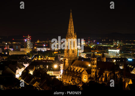 Deutschland, Freiburg im Breisgau in der Nacht Stockfoto