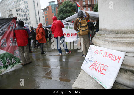 Manchester, Großbritannien. 16 Sep, 2018. Freie Rede über Palästina und Nein zu Antisemitismus Rallye in Manchester, 16. September 2018 (C) Barbara Cook/Alamy Live News Credit: Barbara Koch/Alamy leben Nachrichten Stockfoto