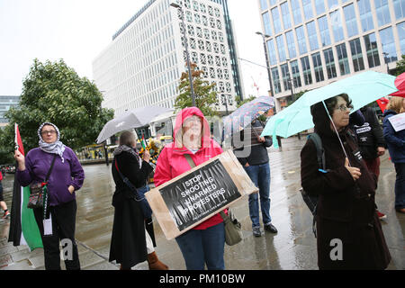 Manchester, Großbritannien. 16 Sep, 2018. Freie Rede über Palästina und Nein zu Antisemitismus Rallye in Manchester, 16. September 2018 (C) Barbara Cook/Alamy Live News Credit: Barbara Koch/Alamy leben Nachrichten Stockfoto