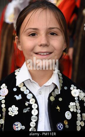 London, Großbritannien. 16 Sep, 2018. Der 20. Jahrestag der jährlichen Pearly Könige und Königinnen Erntefest, Guildhall Yard, London.UK Credit: michael Melia/Alamy leben Nachrichten Stockfoto