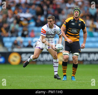 Coventry, Großbritannien. 16. September 2018. George Ford in Aktion für die Leicester Tigers während der gallagher Premiership Rugby Union Übereinstimmung zwischen Wespen und Leicester Tigers rfc. Phil Hutchinson/Alamy leben Nachrichten Stockfoto