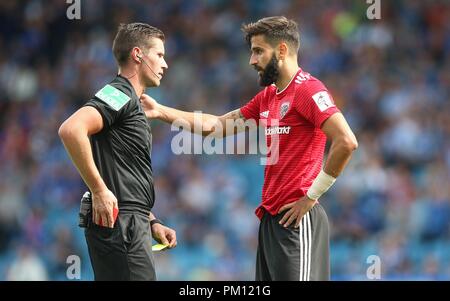Bochum, Deutschland. 16 Sep, 2018. firo: 16.09.2018, Fußball, 2.Bundesliga, Saison 2018/2019 VfL Bochum - FC Ingolstadt, Galvao da Costa, gelb Rote Karte, ganze Zahl, | Verwendung der weltweiten Kredit: dpa/Alamy leben Nachrichten Stockfoto