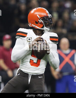 New Orleans, Louisiana, USA. 16 Sep, 2018. Cleveland Browns quarterback zeichnete Stanton sieht gegen die New Orleans Saints in New Orleans, Louisiana, USA am 16. September 2018 zu werfen. Credit: Dan Anderson/ZUMA Draht/Alamy leben Nachrichten Stockfoto