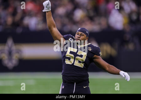 New Orleans, LA, USA. 16 Sep, 2018. New Orleans Saints linebacker Craig Robertson (52) im Spiel gegen Cleveland Browns im Mercedes-Benz Superdome in New Orleans, LA. Stephen Lew/CSM/Alamy leben Nachrichten Stockfoto