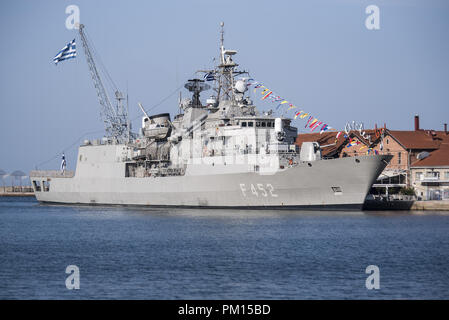 Thessaloniki, Griechenland. 9 Sep, 2018. Griechische Marine Fregatte F 452 "Hydra" Besuch der Hafenstadt Thessaloniki. "Hydra" ist eine MEKO 200 Fregatte und das Flaggschiff der griechischen Marine. Credit: Giannis Papanikos/ZUMA Draht/Alamy leben Nachrichten Stockfoto