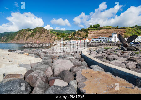 Povoacao sao Miguel Azoren Hafen Port Stockfoto