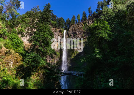 Multnomah Falls auf der historischen US Route 30, natürliche Sehenswürdigkeit entlang des Columbia River Gorge, Oregon. Stockfoto