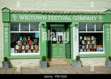 Shop und Box Office der Wigtown Festival in der booktown von Wigtown in Dumfries und Galloway, Schottland. Stockfoto