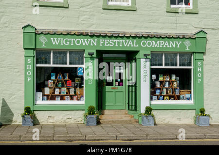 Shop und Box Office der Wigtown Festival in der booktown von Wigtown in Dumfries und Galloway, Schottland. Stockfoto