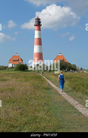 Leuchtturm Westerhever, Schleswig-Holstein, Deutschland Stockfoto