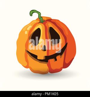 Cartoon Vector Halloween lächelnd spooky Gesicht Kürbis auf dem weißen Hintergrund. Stock Vektor