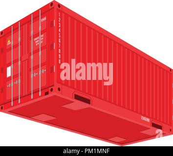 Rot Versand Cargo Container für Logistik und Transport. Perspektive und Ansicht von unten. Flache Vector Illustration Stock Vektor