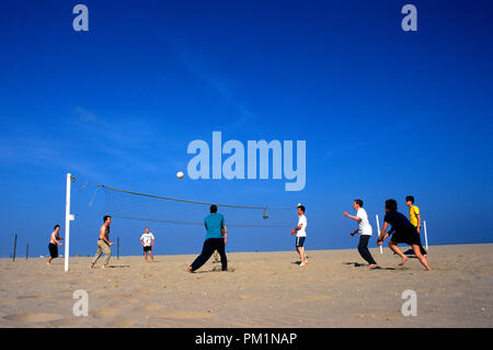 Beach Volleyball. Strand Malvarrosa, Valencia, Spanien. Stockfoto