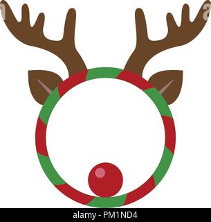 Lustige Weihnachten Kranz mit Rotwild Hörner Stock Vektor