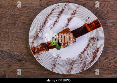 Caramel Brownie Kuchen Karamell Stockfoto