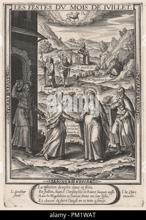 Les Festes du mois de Juillet (Juli: Die VISITATION). Stand: 1603. Abmessungen: Platte: 19 x 13,1 cm (7 1/2 x 5 3/16 in.) Blatt: 29,1 x 20,5 cm (11 5/6 x 8 1/16 in.). Medium: Gravur auf Bütten. Museum: Nationalgalerie, Washington DC. Autor: Léonard Gaultier. Stockfoto