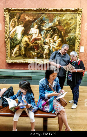 London England, Großbritannien, Großbritannien, Trafalgar Square, die Nationalgalerie, Kunstmuseum, Inneneinrichtung, Malerei, Peter Paul Rubens Mine Stockfoto