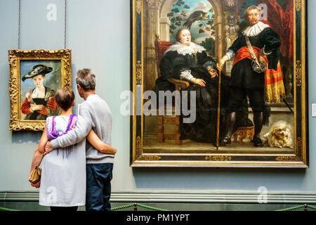 London England, Großbritannien, Großbritannien, Trafalgar Square, die Nationalgalerie, Kunstmuseum, Inneneinrichtung, Malerei, Jacob Jordaens Portrai Stockfoto