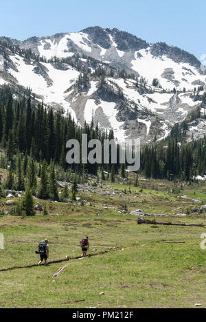 Backpacking in Oregon Wallowa Mountains. Stockfoto