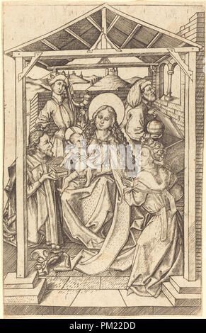 Die Anbetung der Heiligen Drei Könige. Vom: C. 1460/1465. Medium: Gravur. Museum: Nationalgalerie, Washington DC. Autor: Meister E.S. Stockfoto