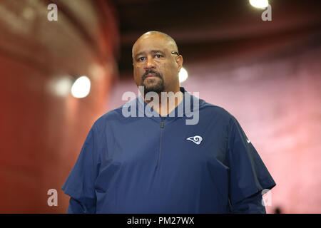 Los Angeles, CA, USA. 16 Sep, 2018. Trainer überspringen Pete vor dem NFL Arizona-Kardinäle Los Angeles Rams im Los Angeles Memorial Coliseum Los Angeles vs, Ca am 16. September 2018. Jevone Moore Quelle: CSM/Alamy leben Nachrichten Stockfoto