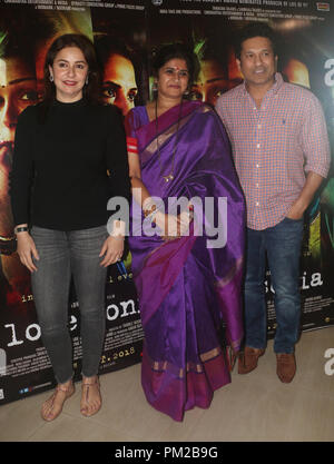 Mumbai, Indien, 16. September 2018: Special Screening von 'Liebe Sonia' für Sachin Tendulkar und seine Frau Anjali Tendulkar bei Femus studio, Mahalaxm, Mumbai am 16. Sep 2018. Foto von prodip Guha Credit: prodip Guha/Alamy leben Nachrichten Stockfoto